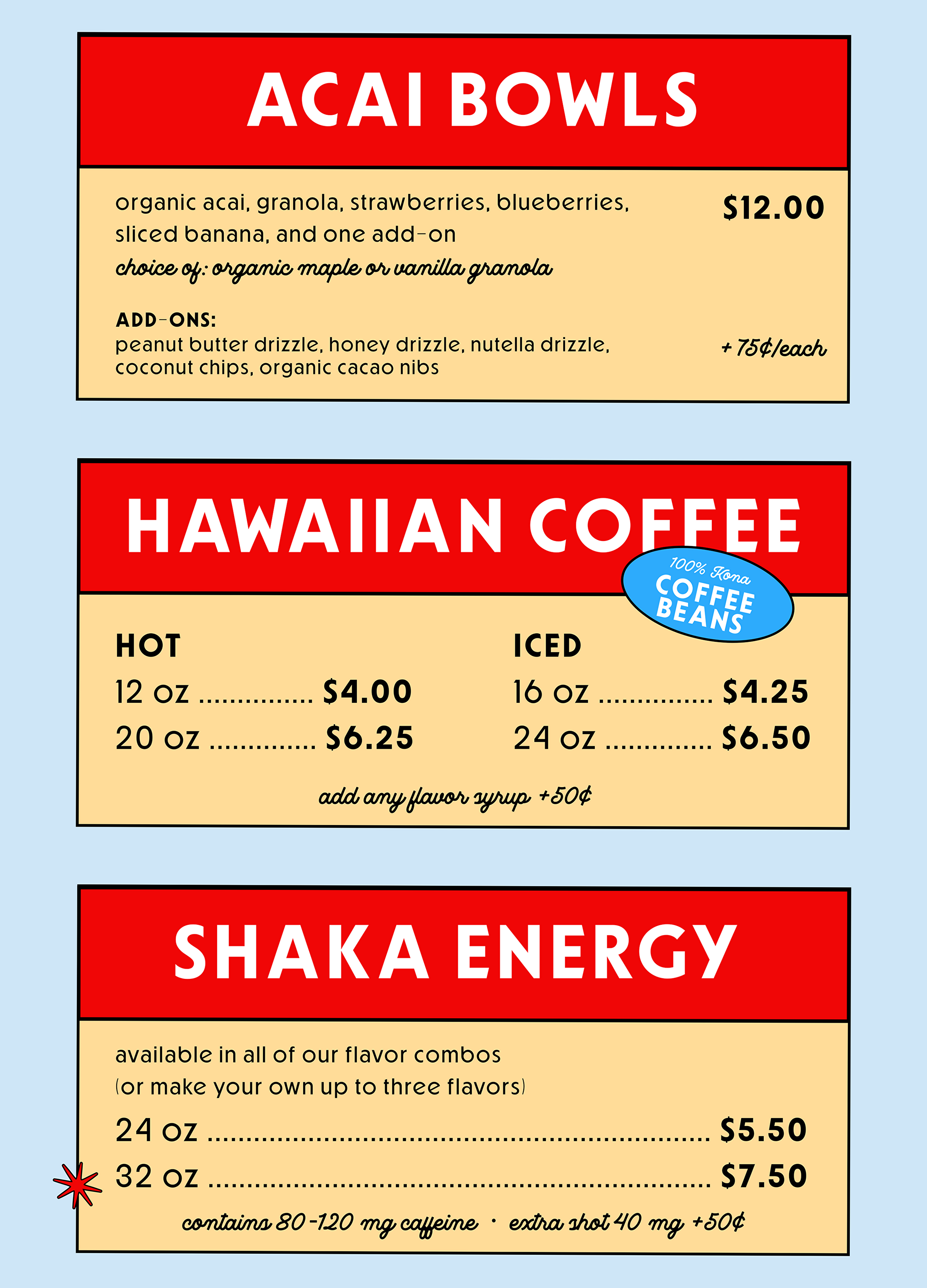 Menu | Authentic Hawaiian Shave Ice in Bangor, Maine